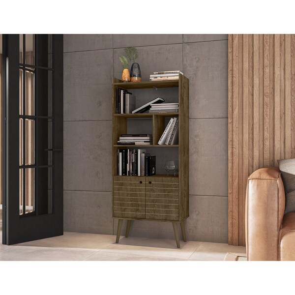 Bogart Bookcase In Rustic Brown And Nature